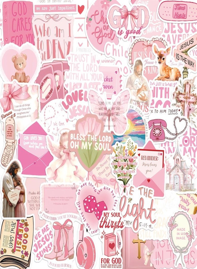 APUDWN 200 Pcs Pink Bible Verse Stickers, Inspirational Christian Stickers for Girl Women, Waterproof Christian Jesus Scripture Quotes Decal Decoration Praise God Religious Faith Based Gifts - Image 1